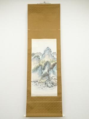 石田柏龍筆　山水　肉筆紙本掛軸